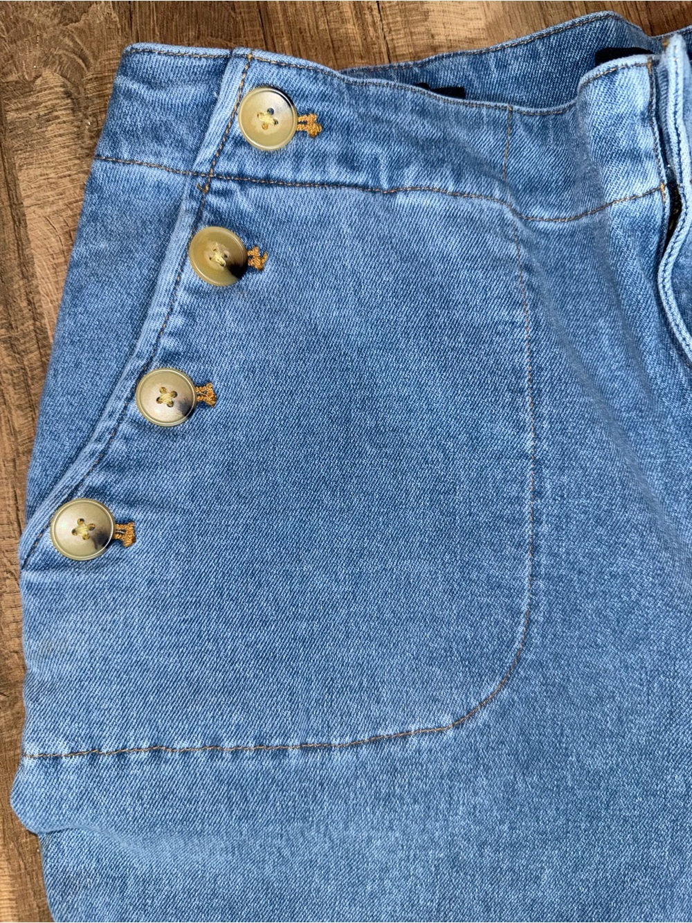 Talbots High-Waist Sailor Button Denim Jeans - Light Blue - Picture 4 of 9